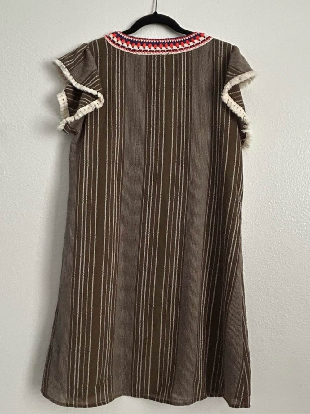 Anthropologie THML Brown Striped Mini Dress | Size Large - Picture 3 of 4